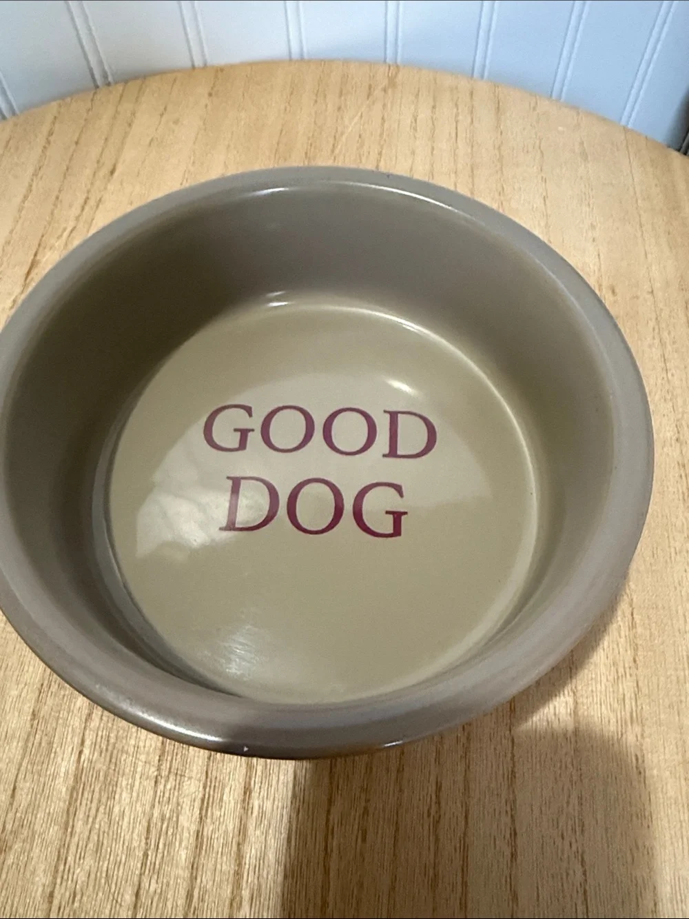 Source Unknown Taupe Ceramic Pet Bowl with Maroon 'GOOD DOG' Print